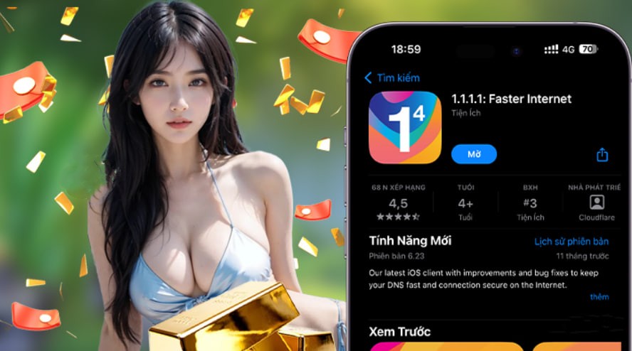 Hình ảnh quảng cáo của rikvip hiển thị nền tảng và các lợi ích