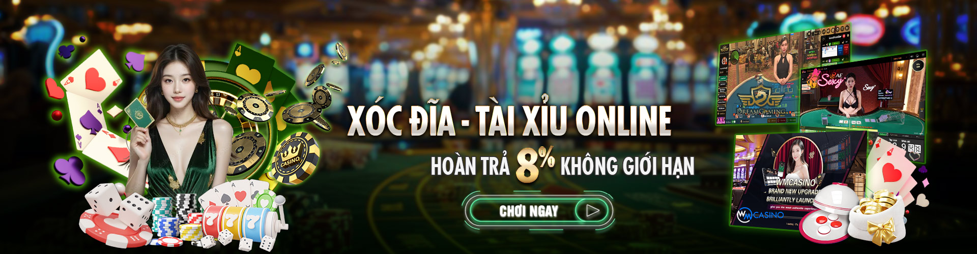 Hình ảnh quảng cáo của rikvip hiển thị nền tảng và các lợi ích